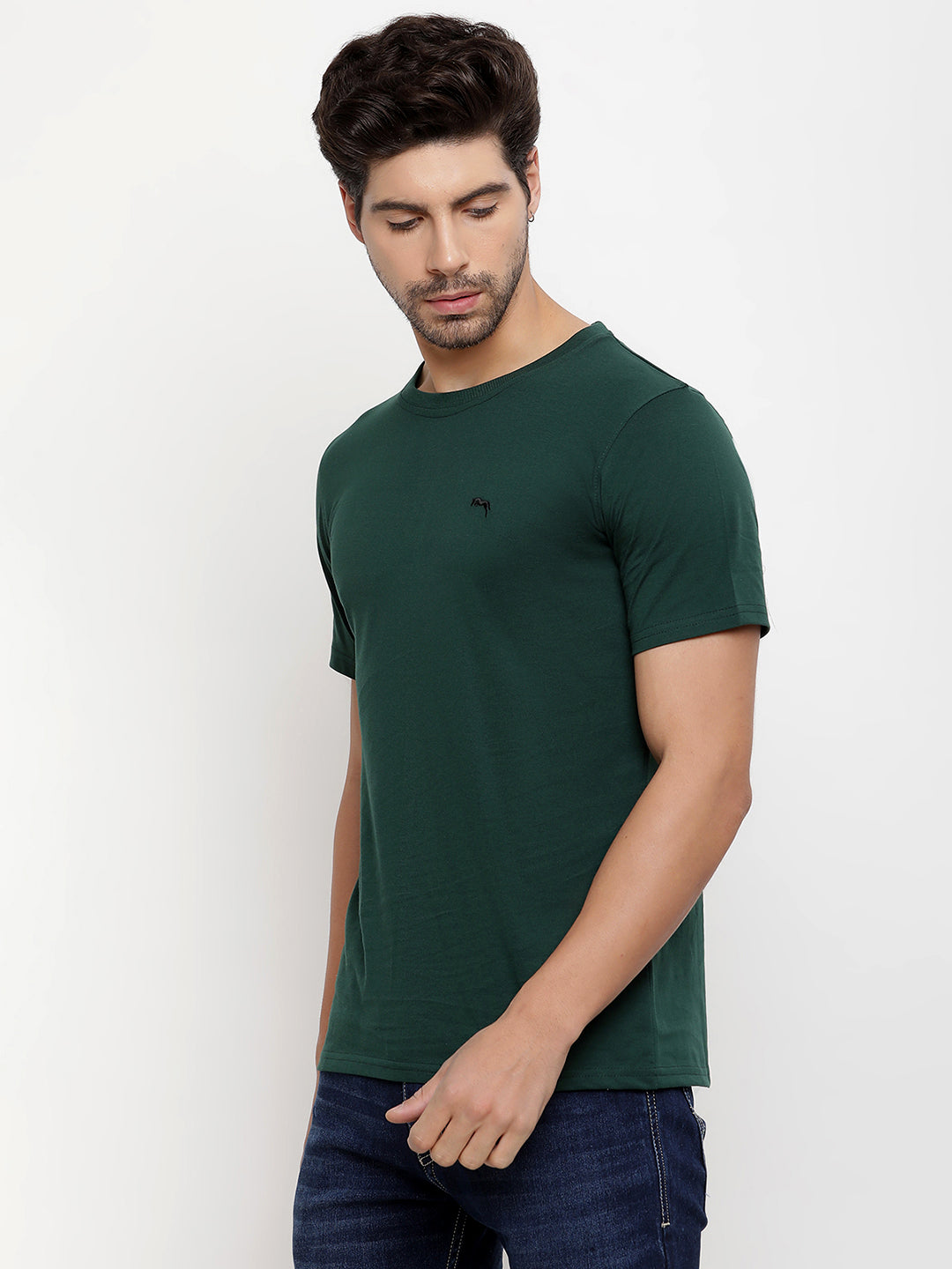 JUMP USA Men's Solid Round Neck T-shirt