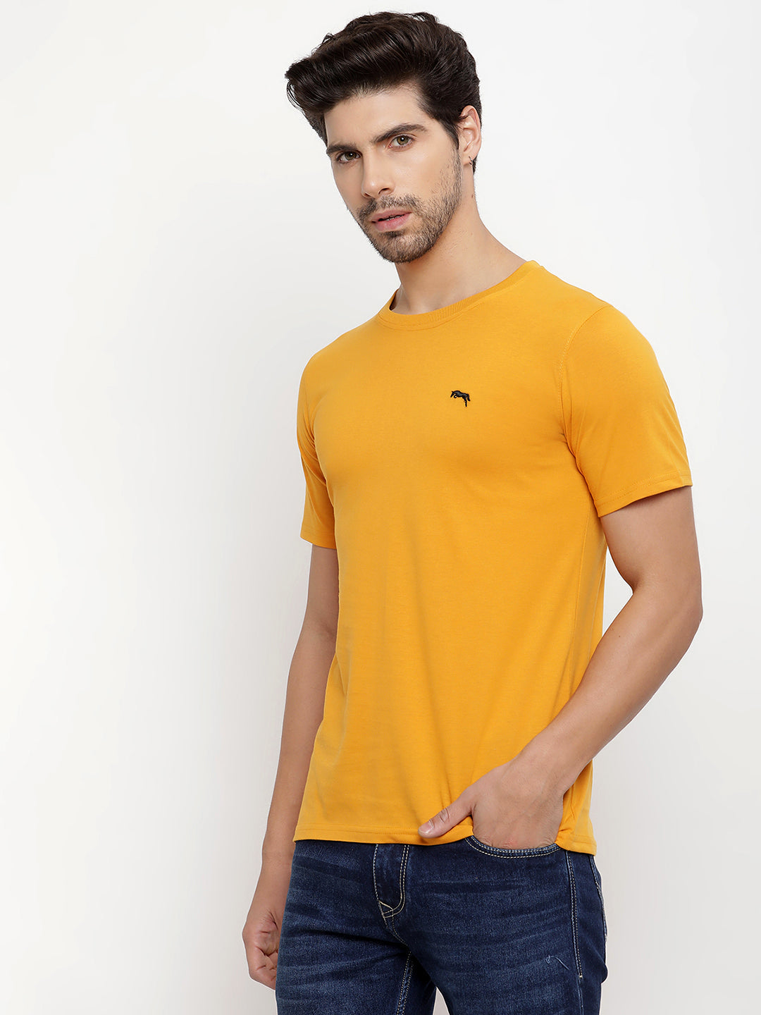 JUMP USA Men's Solid Round Neck T-shirt