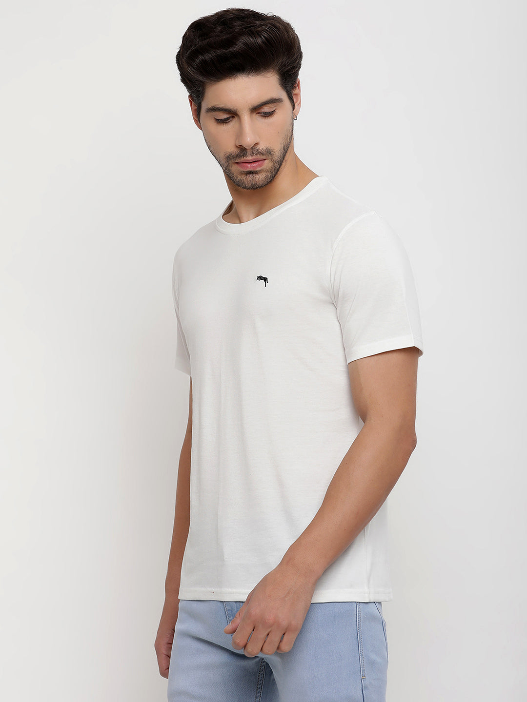 JUMP USA Men's Solid Round Neck T-shirt