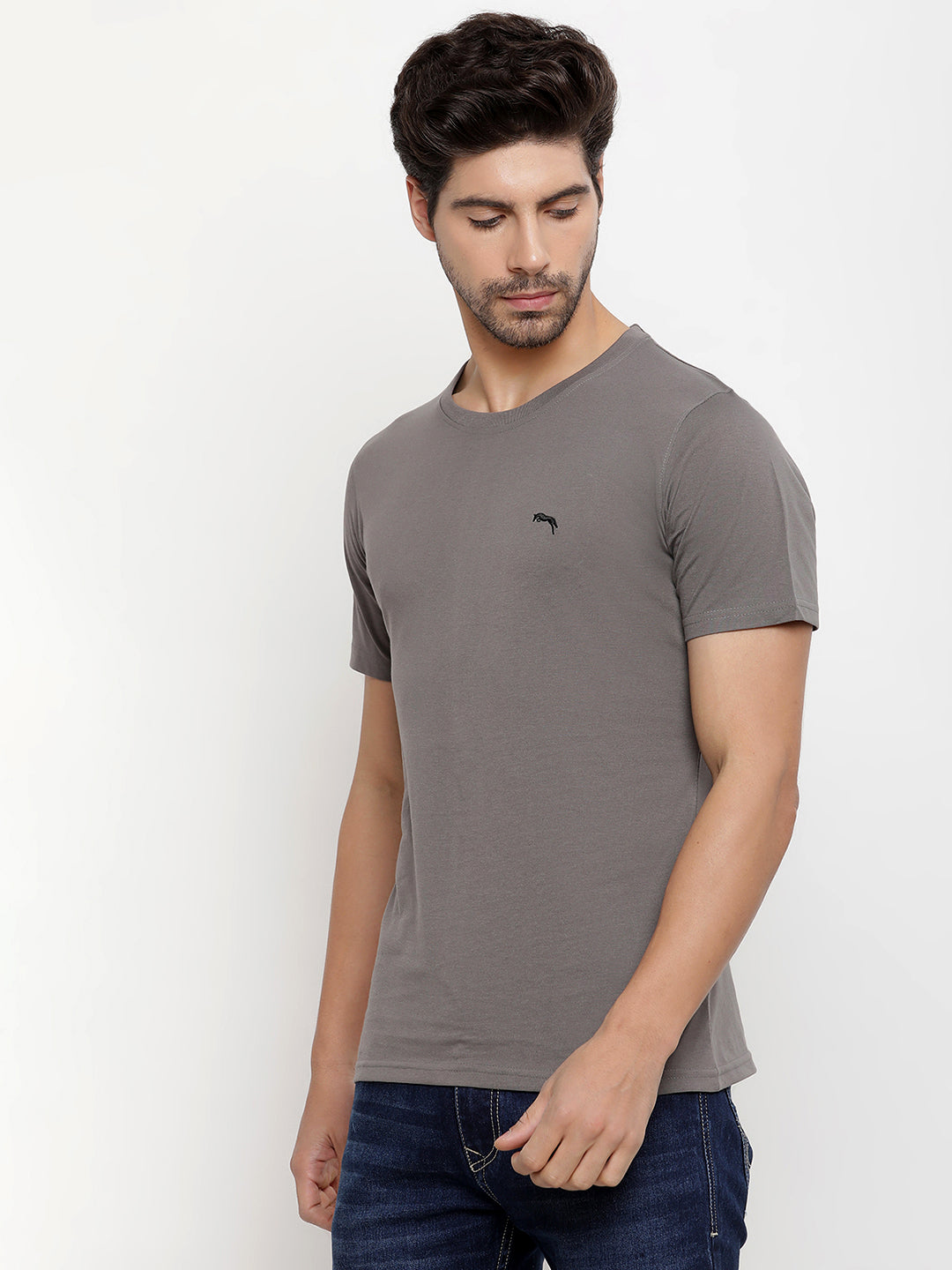 JUMP USA Men's Solid Round Neck T-shirt
