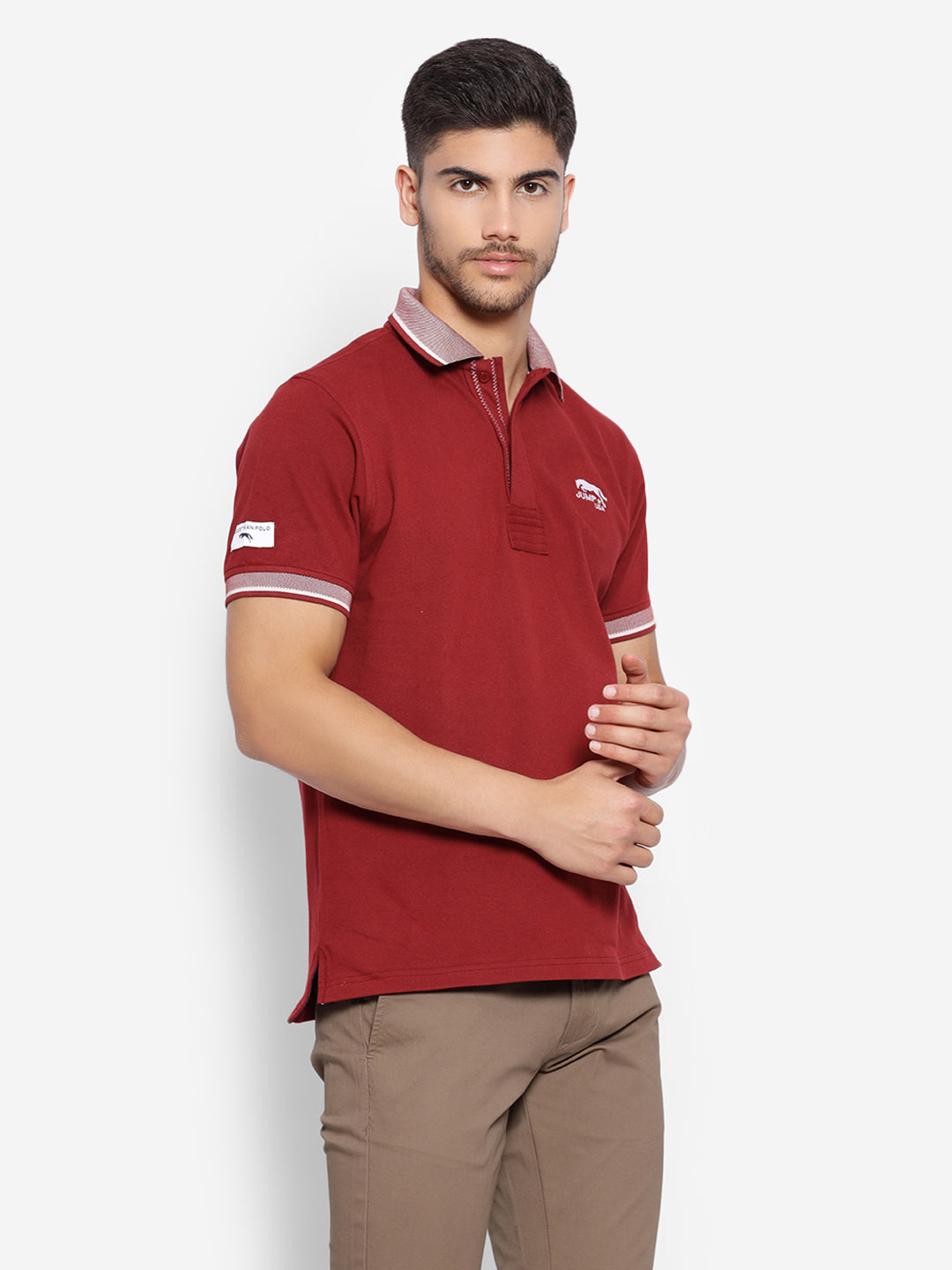 JUMP USA Men’s Solid Polo T-Shirt with Polo Collar