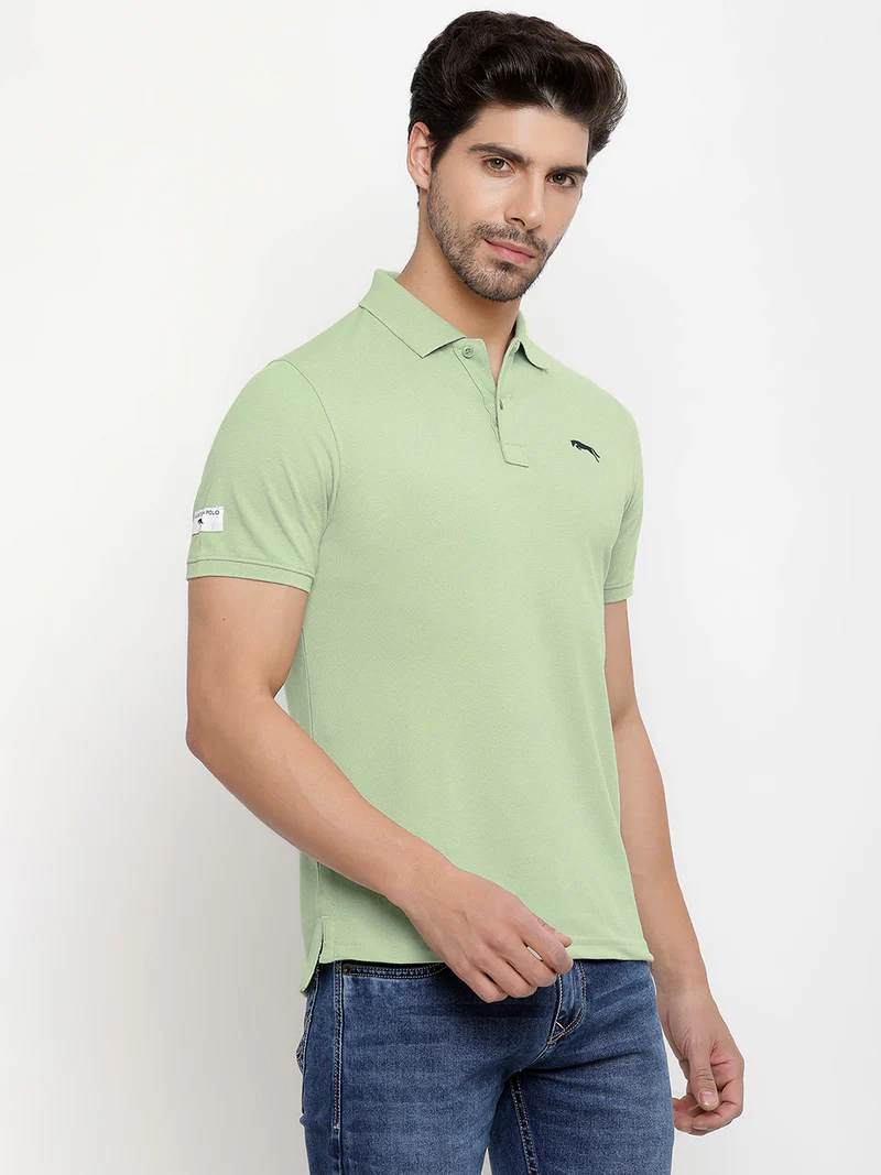JUMP USA Men Solid Polo Collar Pure Cotton T-shirt