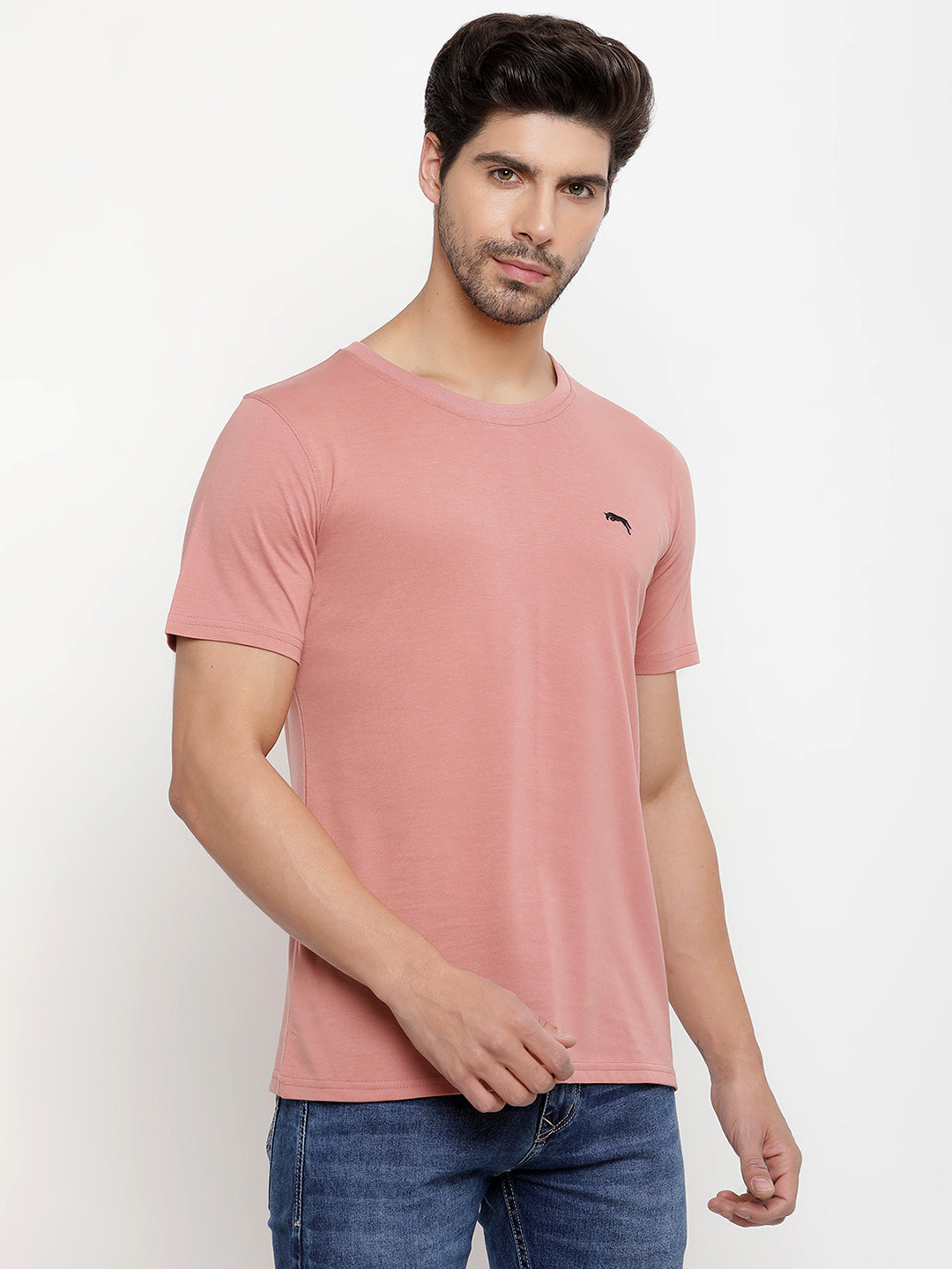 JUMP USA Men's Solid Round Neck T-shirt