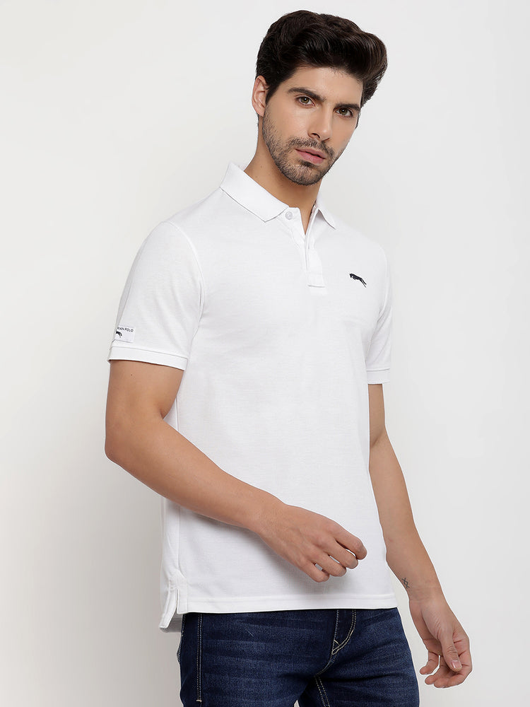 JUMP USA Men Solid Polo Collar Pure Cotton T shirt
