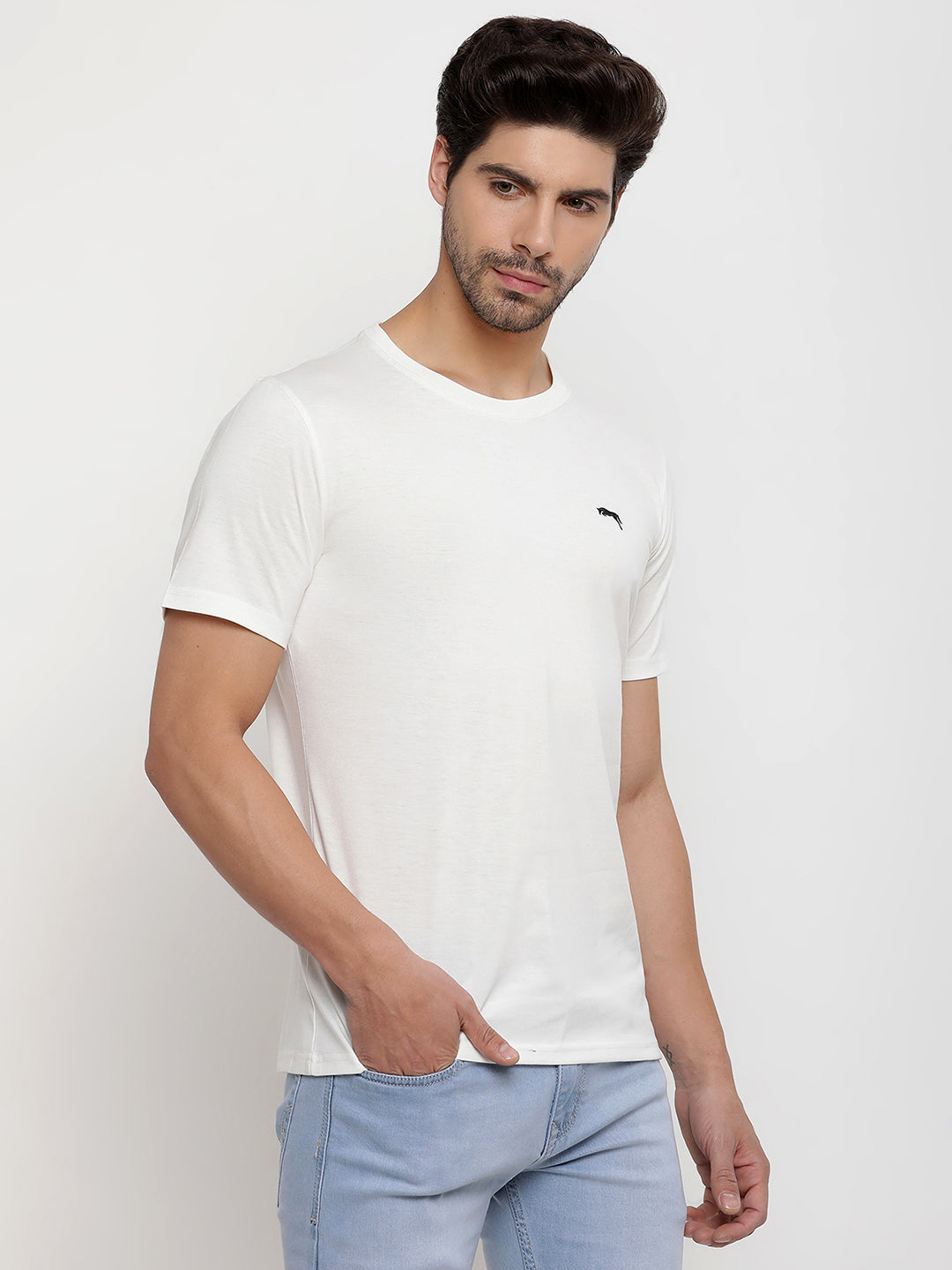 JUMP USA Men's Solid Round Neck T-shirt