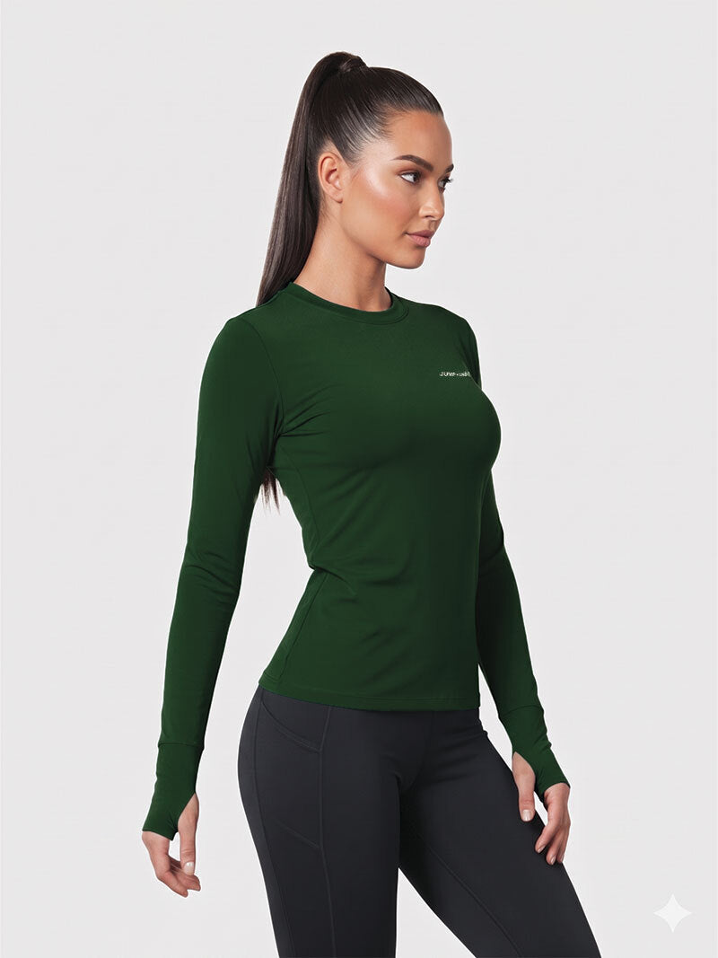Jump USA Ladies Icefil Round Neck Full Sleeves Compression Fit Thumbhole T-Shirt
