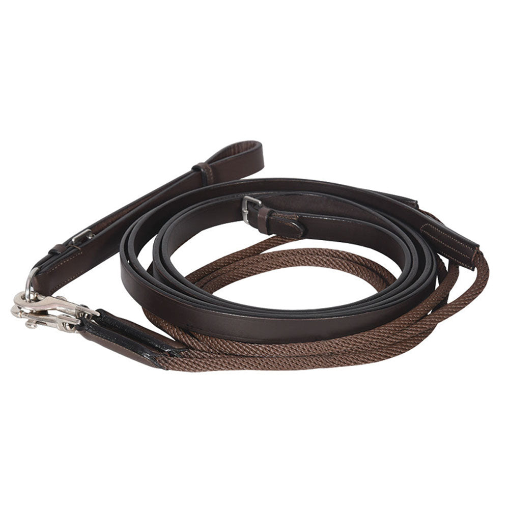 Henri de Rivel Advantage Draw Reins - Rounded Nylon / Leather Snap - Breeches.com