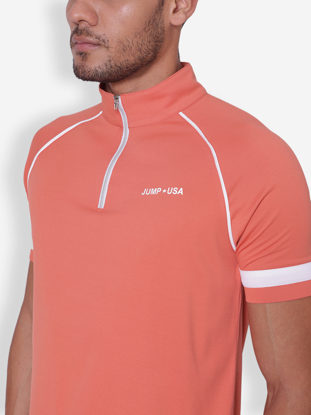 JUMP USA Men's High Neck Half Sleeve T-shirt