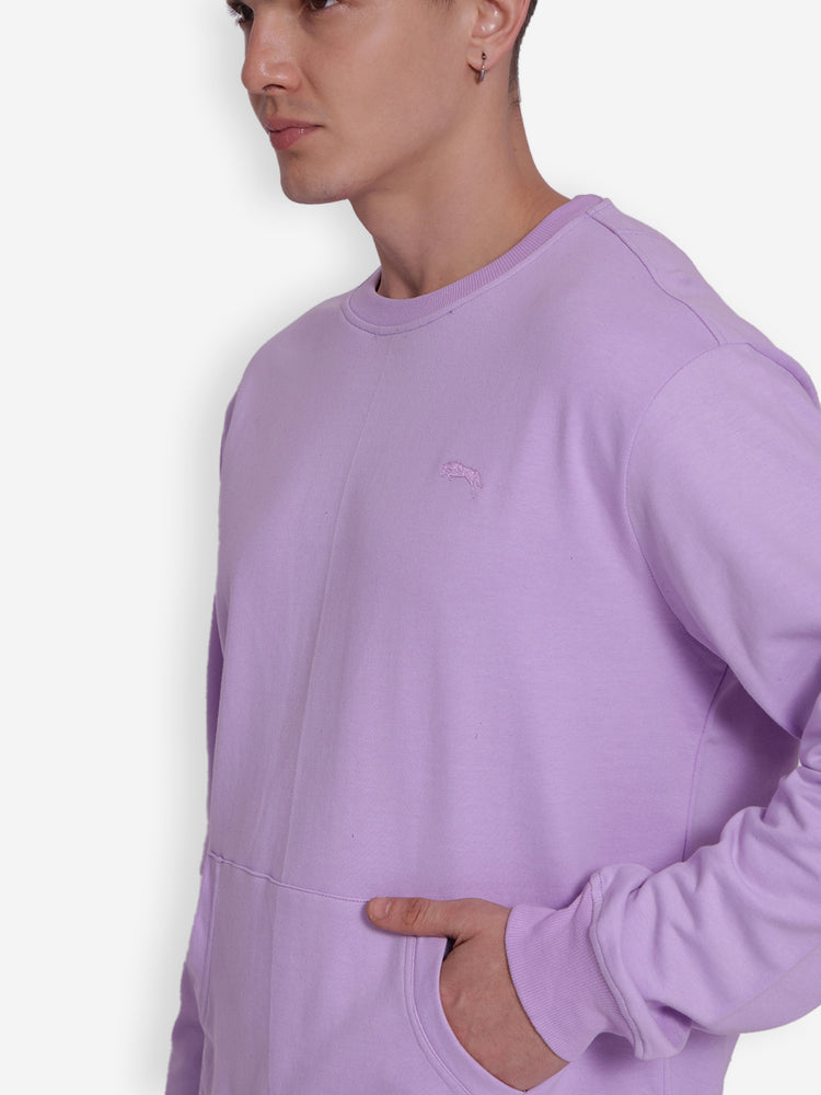 JUMP USA Men's Solid Lavender Pullover Sweatshirt