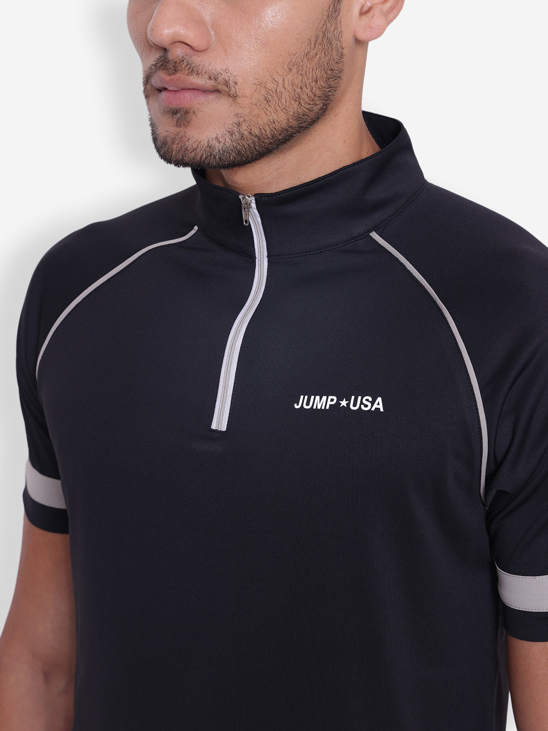 JUMP USA Mens High Neck Half Sleeve T-shirt