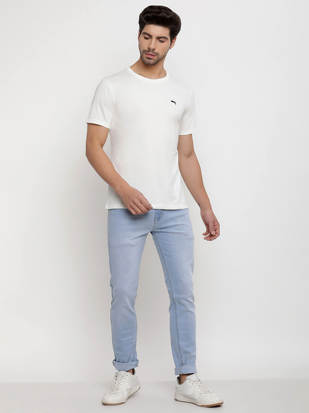 JUMP USA Unisex Solid Round Neck Cotton T-shirt
