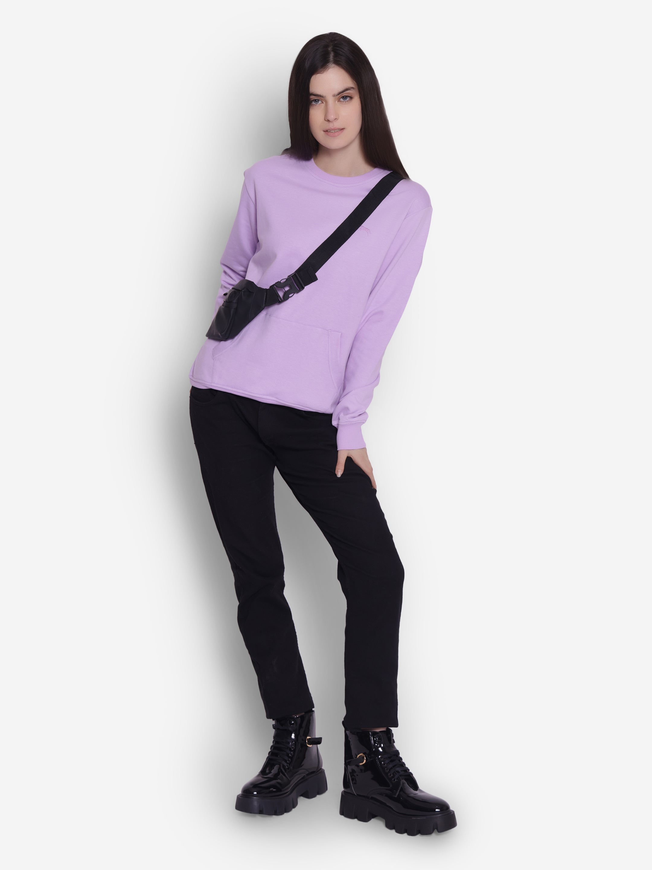 JUMP USA Women Solid Pullover Sweatshirt