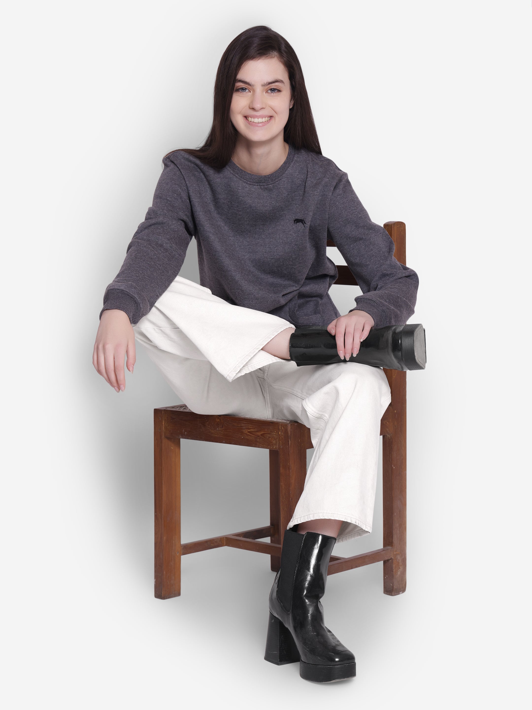 JUMP USA Women Solid Pullover Sweatshirt