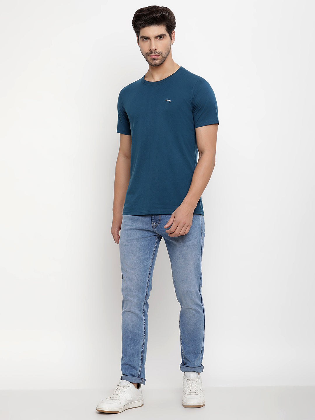 JUMP USA Unisex Solid Round Neck Cotton T-shirt