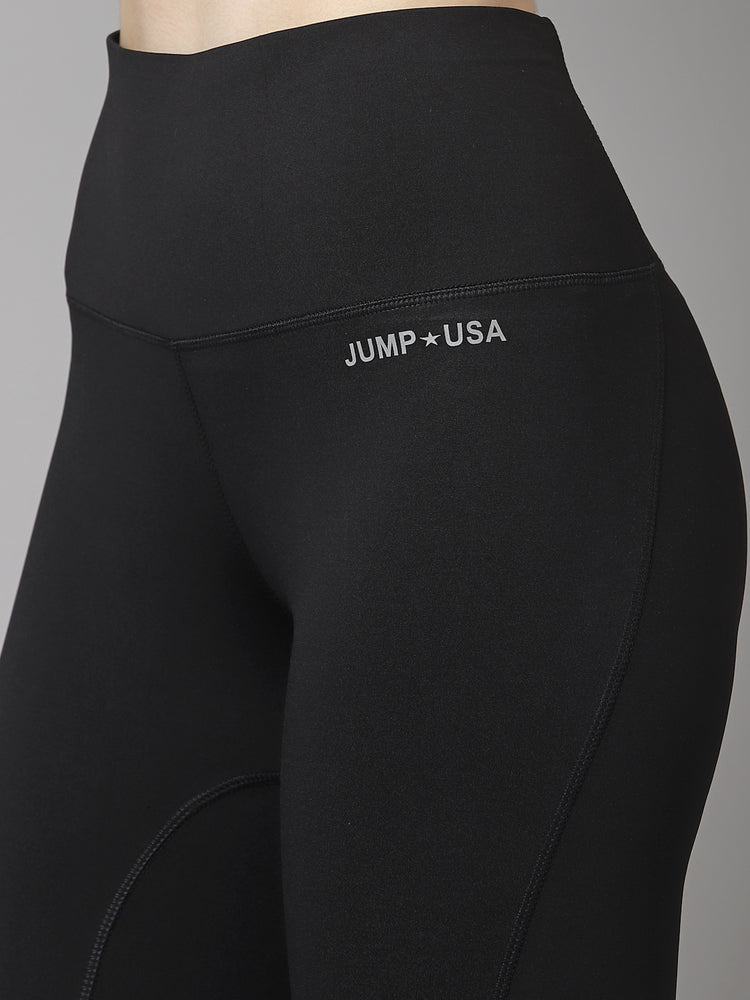JUMP USA Women Black Solid Rapid-Dry Seamless Tights