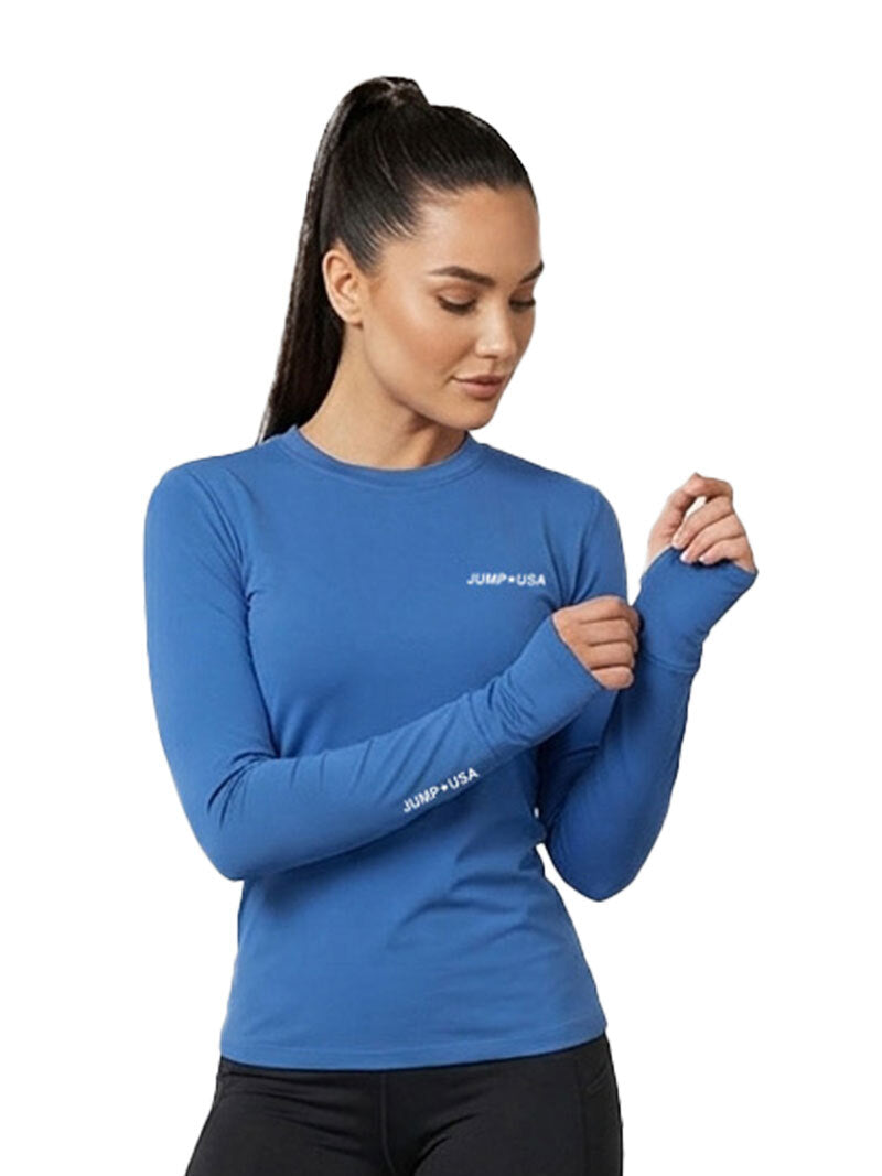 Jump USA Ladies Icefil Round Neck Full Sleeves Compression Fit Thumbhole T-Shirt