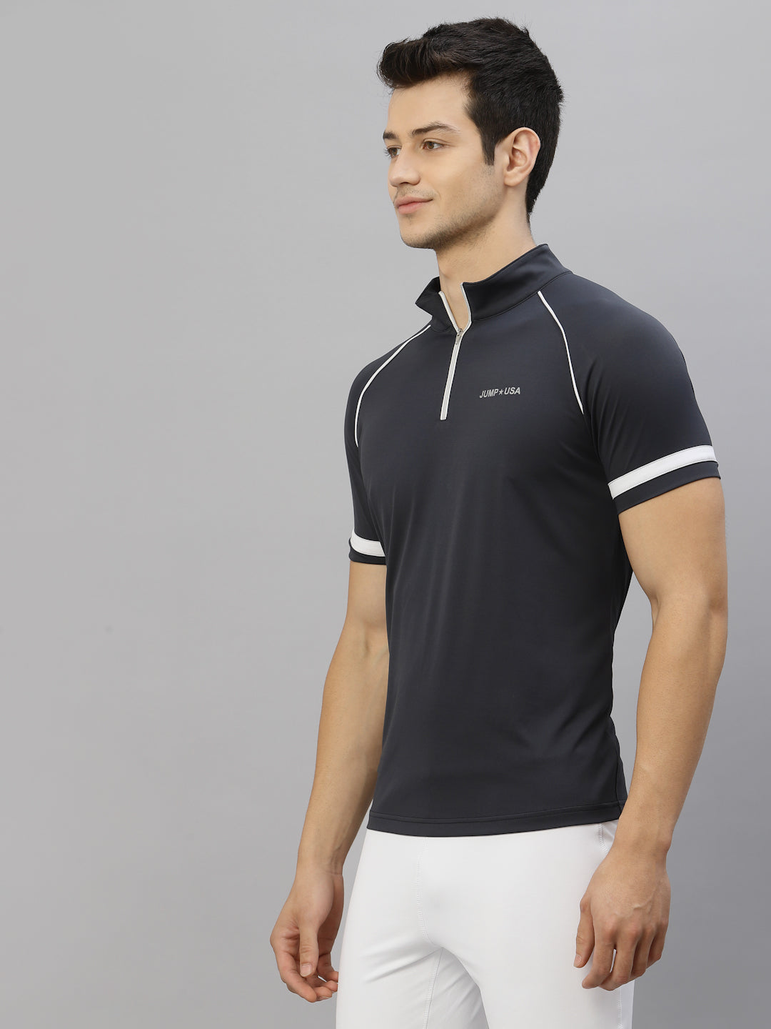 JUMP USA Men's High Neck Half Sleeve T-shirt