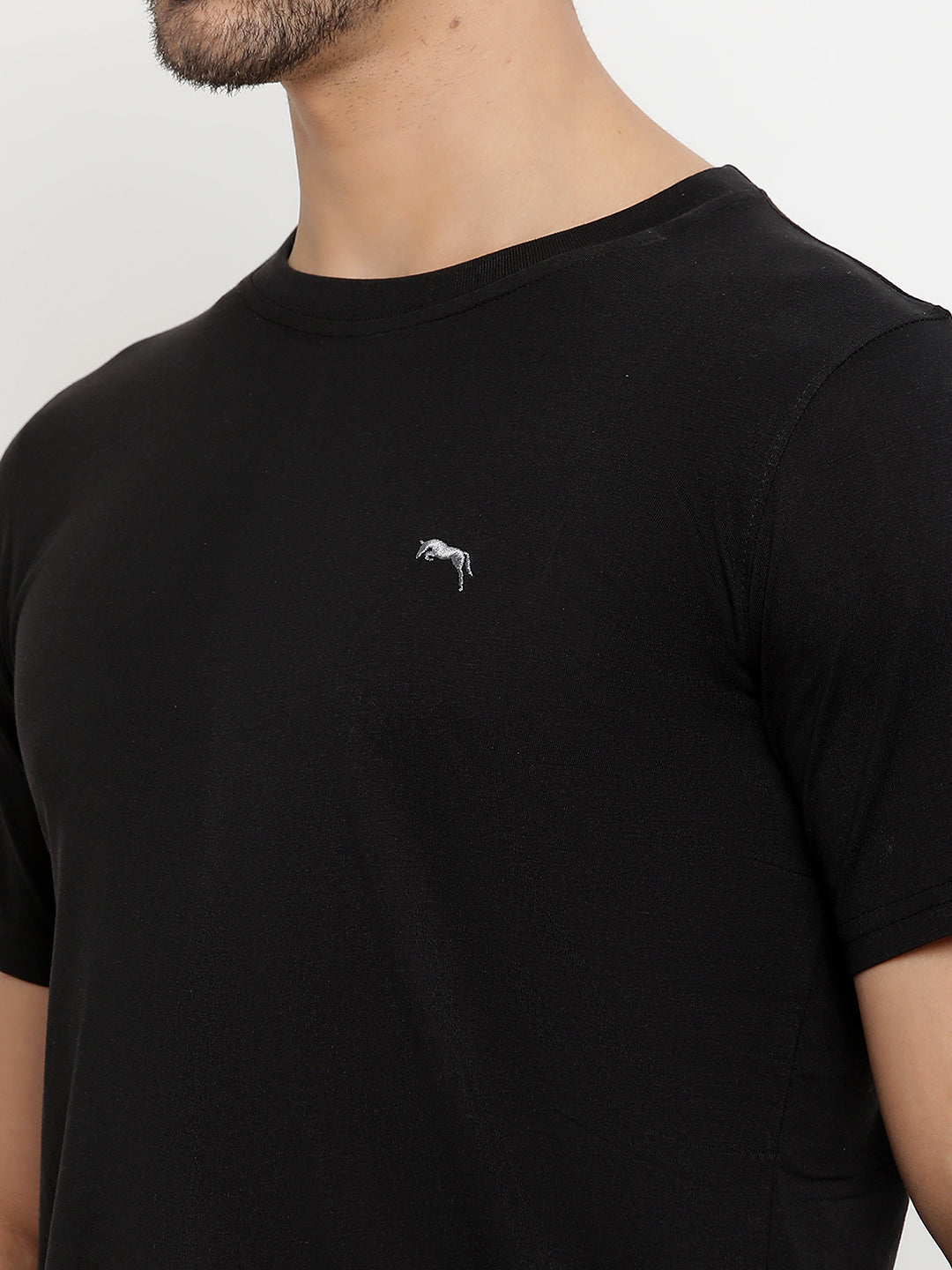 JUMP USA Men's Solid Round Neck T-shirt