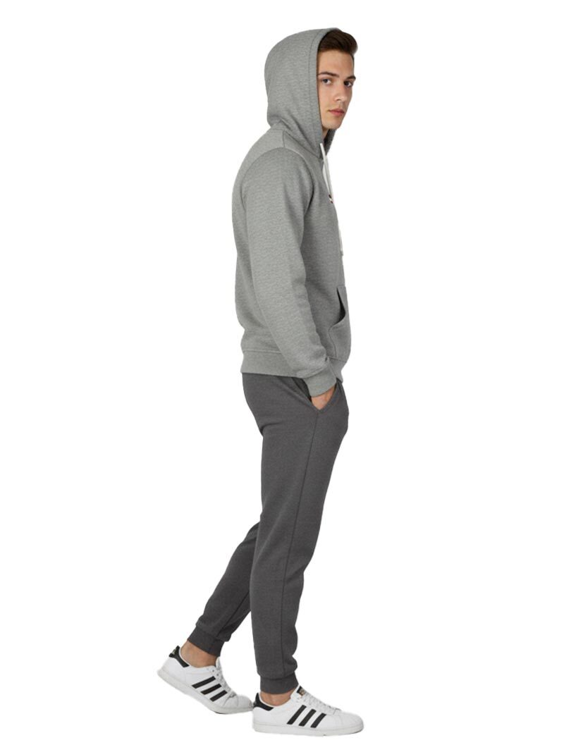 JUMP USA Men Solid Hooded Sweatshirt LT.GREY