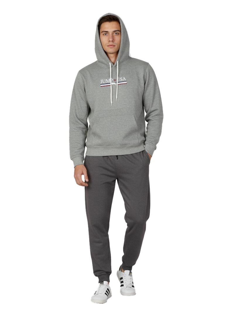 JUMP USA Men Solid Hooded Sweatshirt LT.GREY