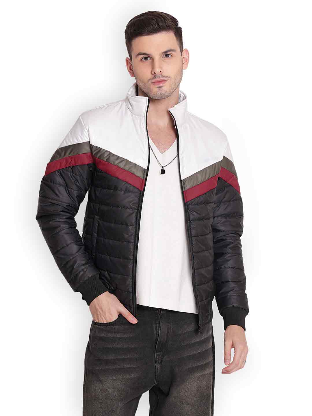 JUMP USA Men’s Colorblock Quilted Bomber Jacket