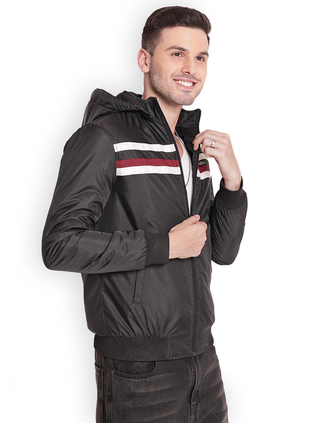 JUMP USA Men Olive Rapid-Dry Solid Sporty Jackets With Hood