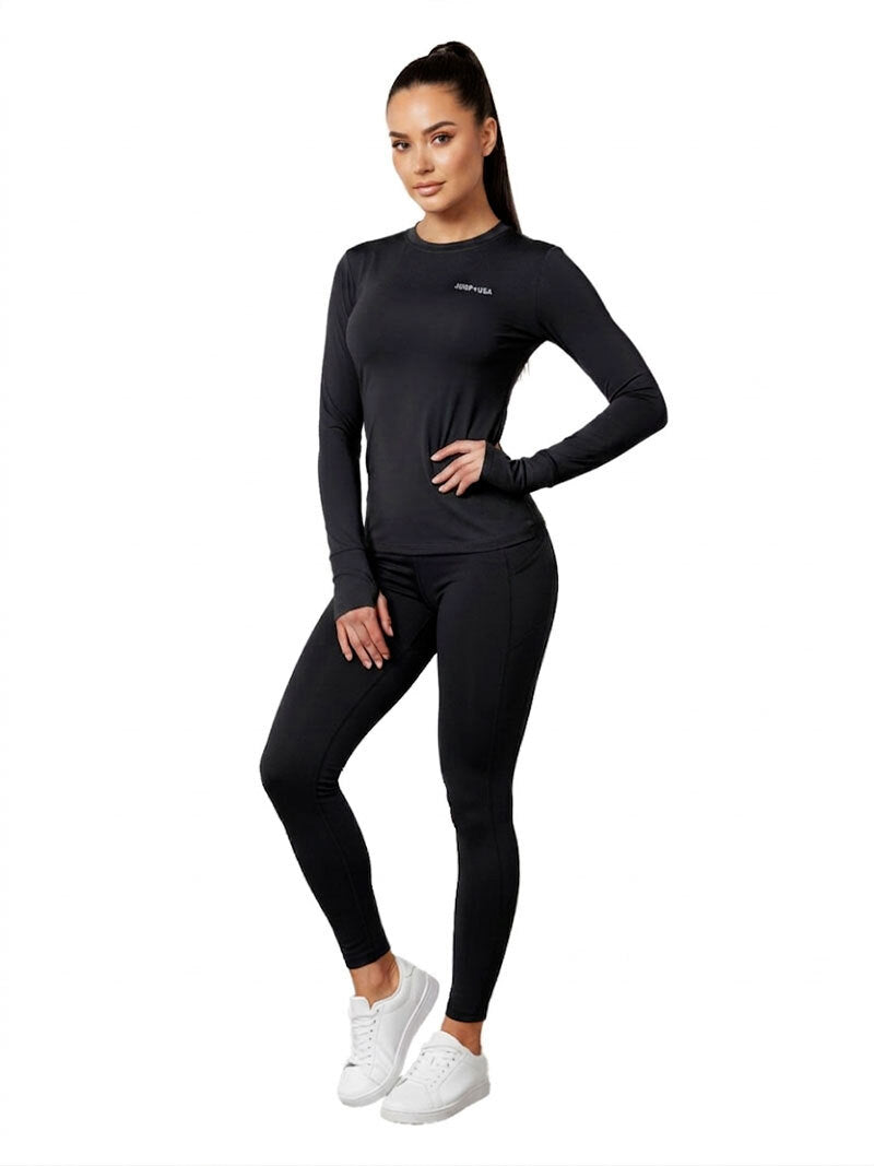 Jump USA Ladies Icefil Round Neck Full Sleeves Compression Fit Thumbhole T-Shirt