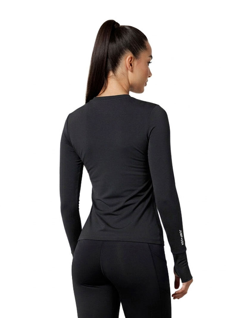Jump USA Ladies Icefil Round Neck Full Sleeves Compression Fit Thumbhole T-Shirt