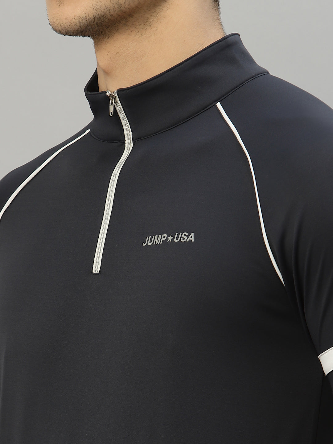 JUMP USA Men's High Neck Half Sleeve T-shirt