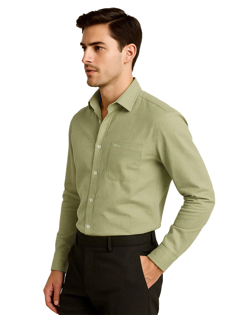 JUMP USA Men’s Pastel Green Linen Regular Fit Shirt