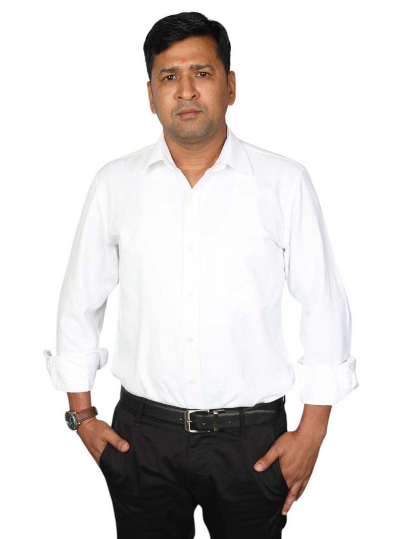 JUMP USA Men White Solid Cotton Formal Shirts