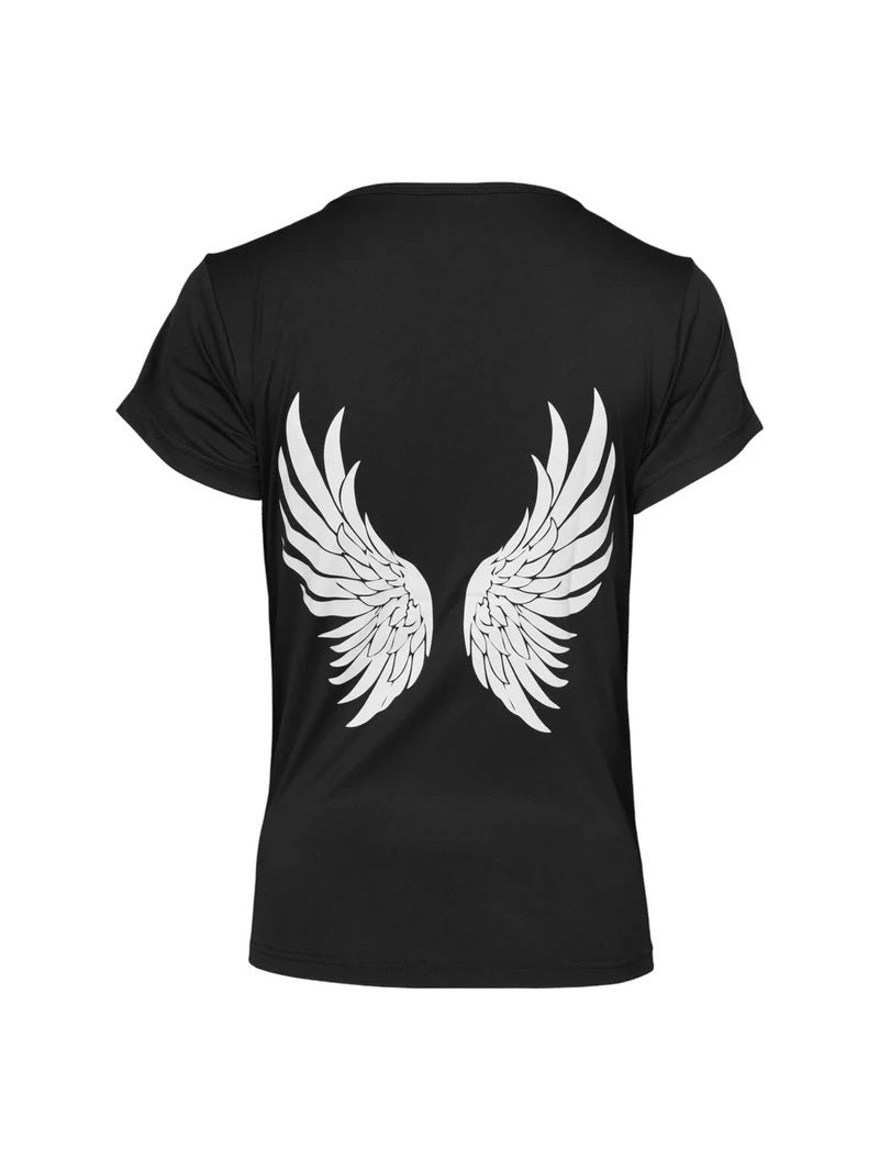 JUMP USA Women Short Sleeve Black Round Neck T-Shirt