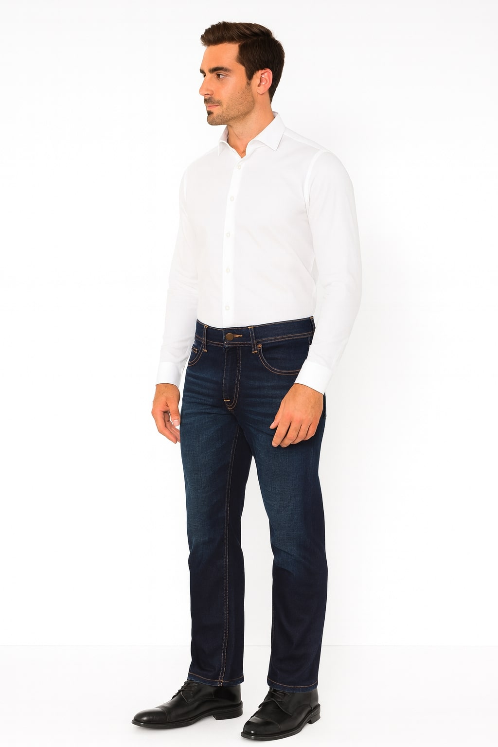 JUMP USA Men Dark Blue Relax Fit Mid-Rise Clean Look Stretchable Jeans