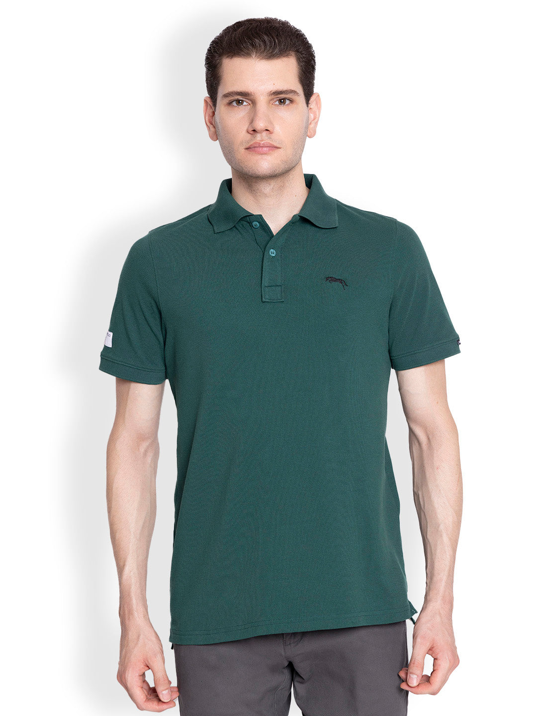 JUMP USA Men's Solid Polo Collar Pure T-shirt