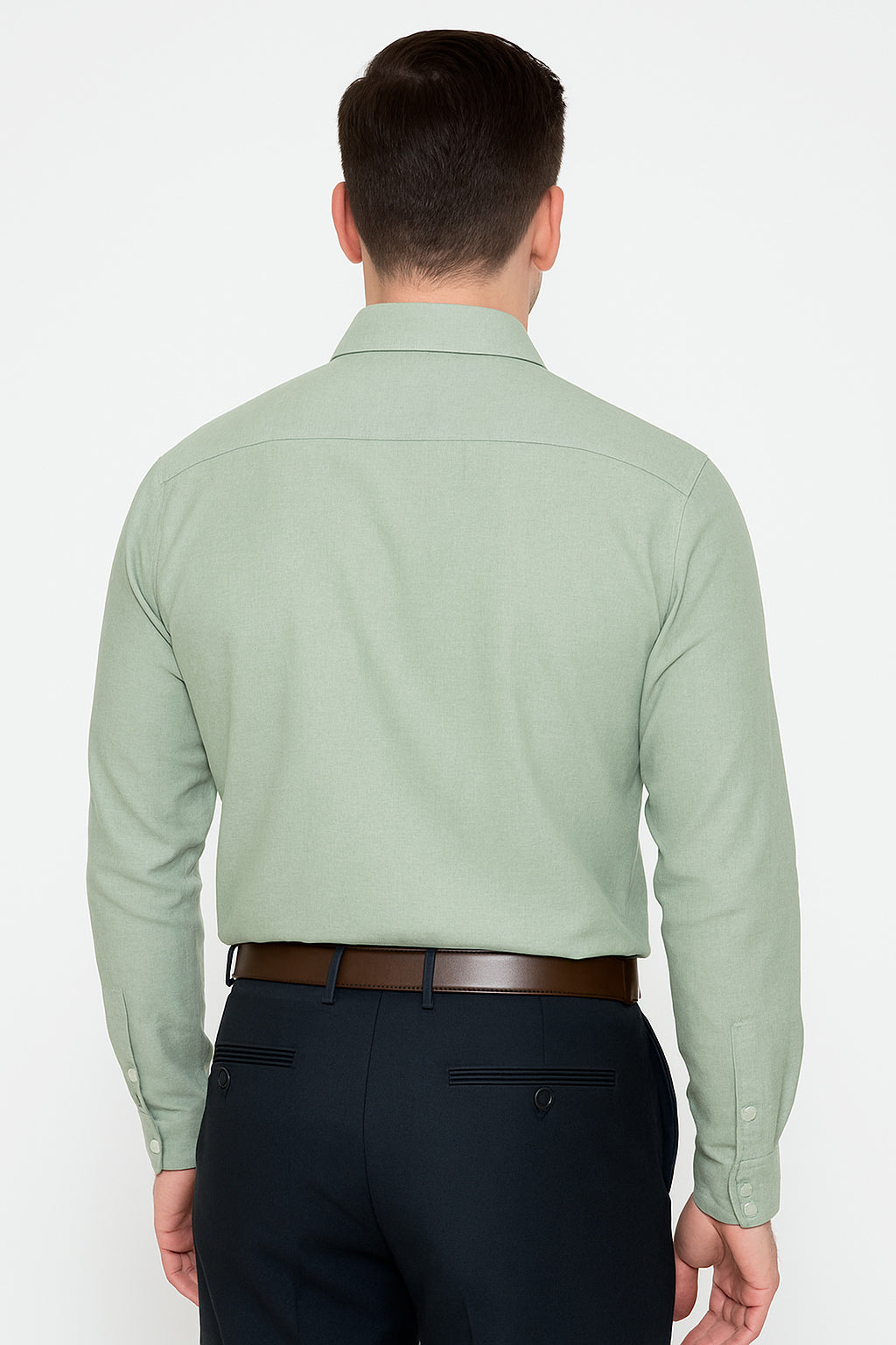 JUMP USA Men Green Solid Cotton Formal Shirts