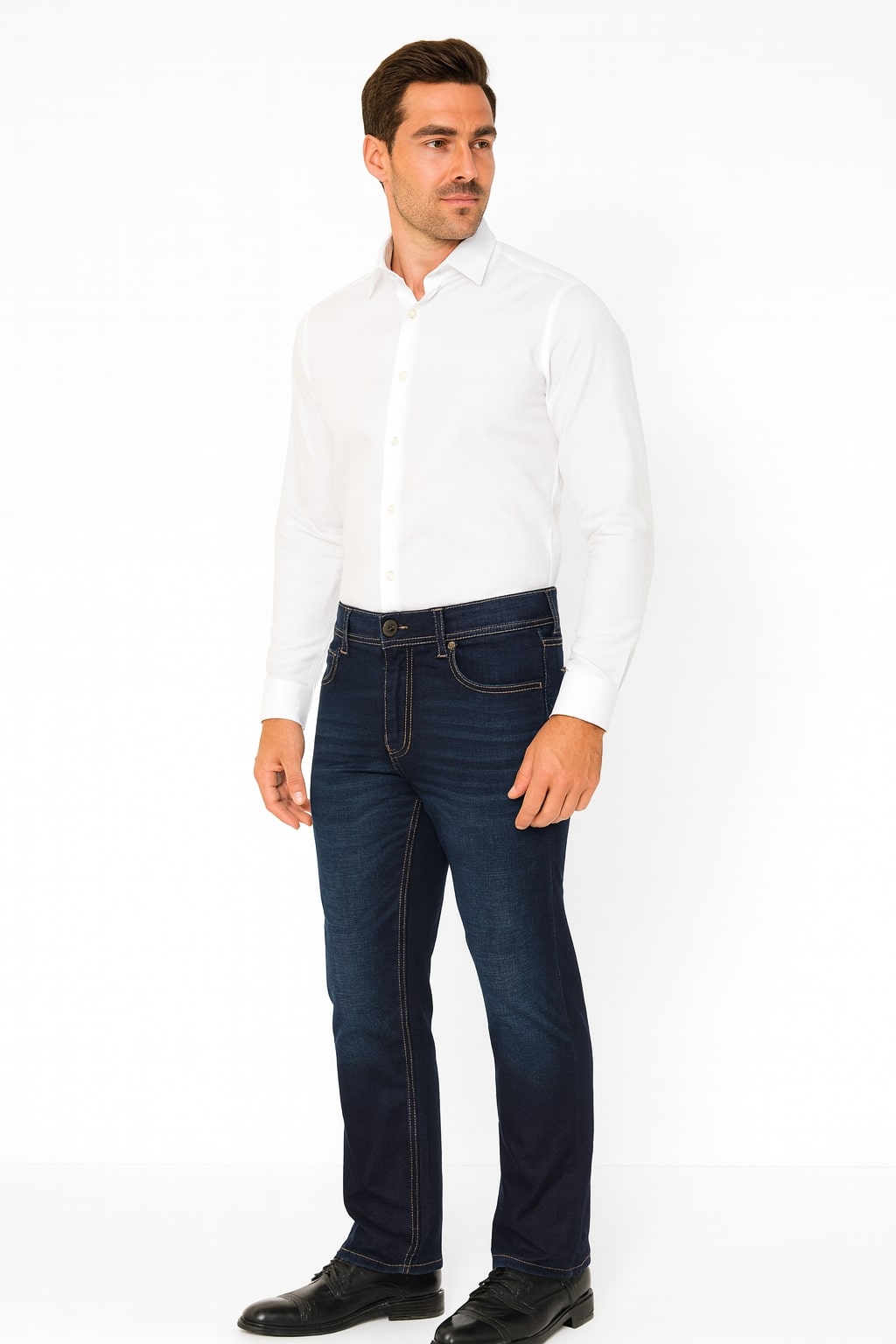 JUMP USA Men Dark Blue Relax Fit Mid-Rise Clean Look Stretchable Jeans