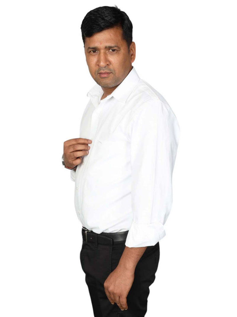 JUMP USA Men White Solid Cotton Formal Shirts