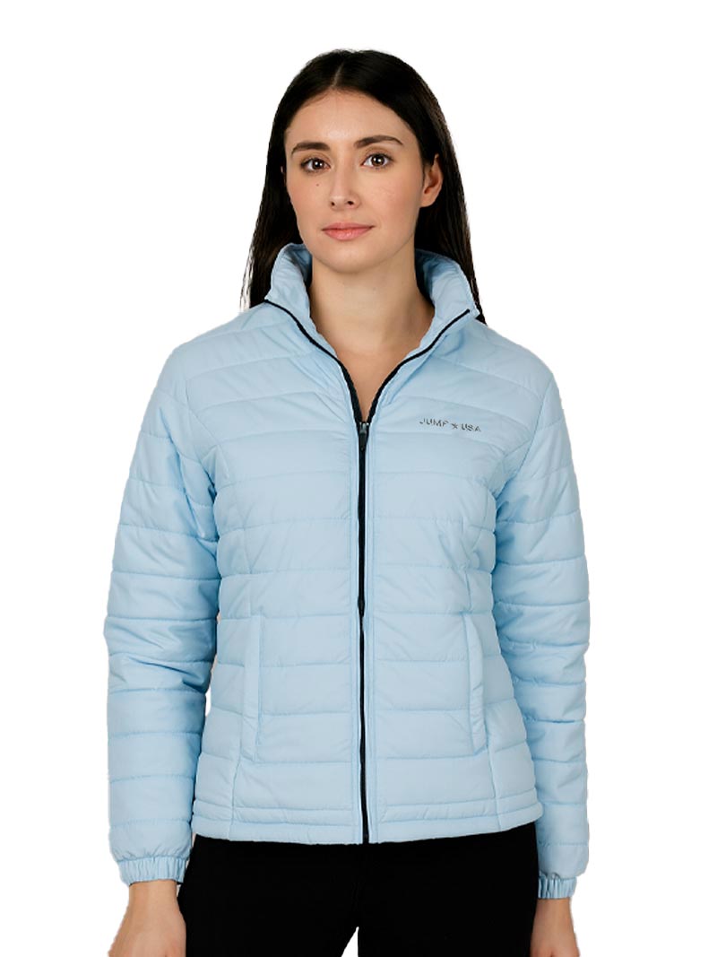 JUMP USA Women  Light Blue Solid Quilted Jacket