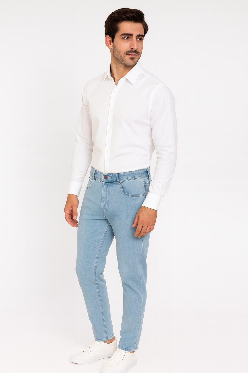 JUMP USA Men Blue Relax Fit Mid-Rise Clean Look Stretchable Jeans