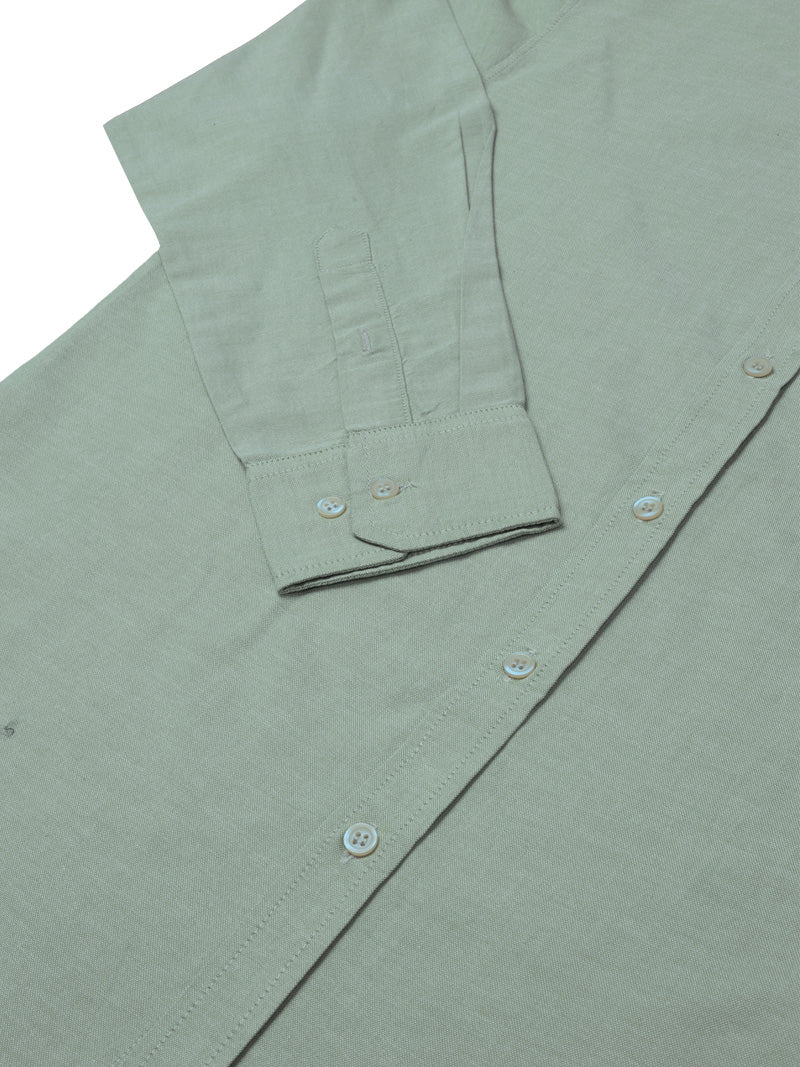 JUMP USA Men Green Solid Cotton Formal Shirts