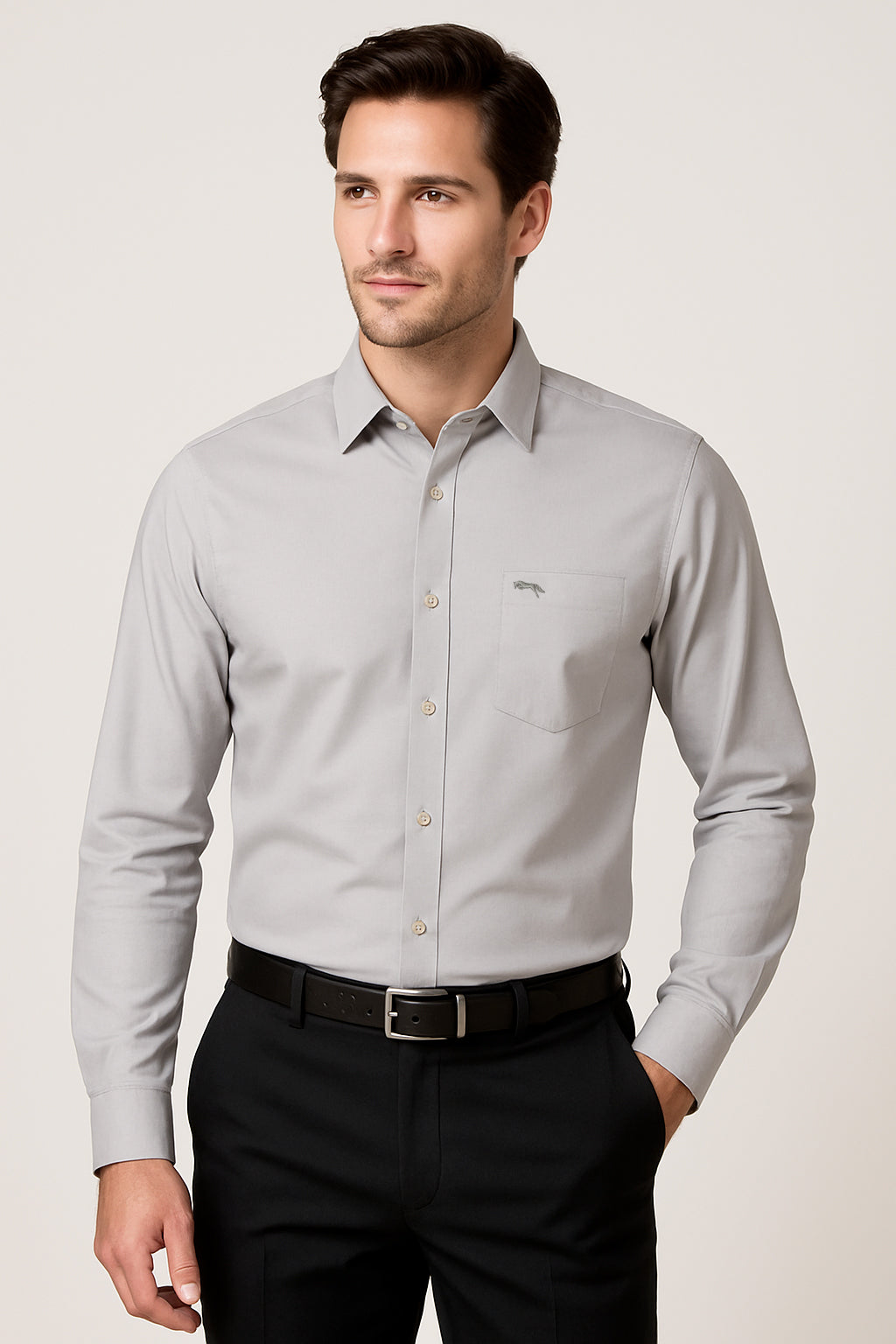 JUMP USA Mena,s Pastel Grey Regular Fit Shirt