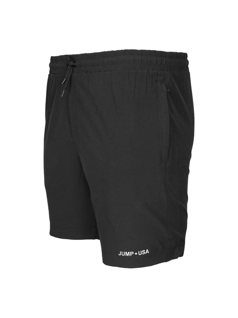 JUMP USA Men Black Solid Regular Fit Sports Shorts