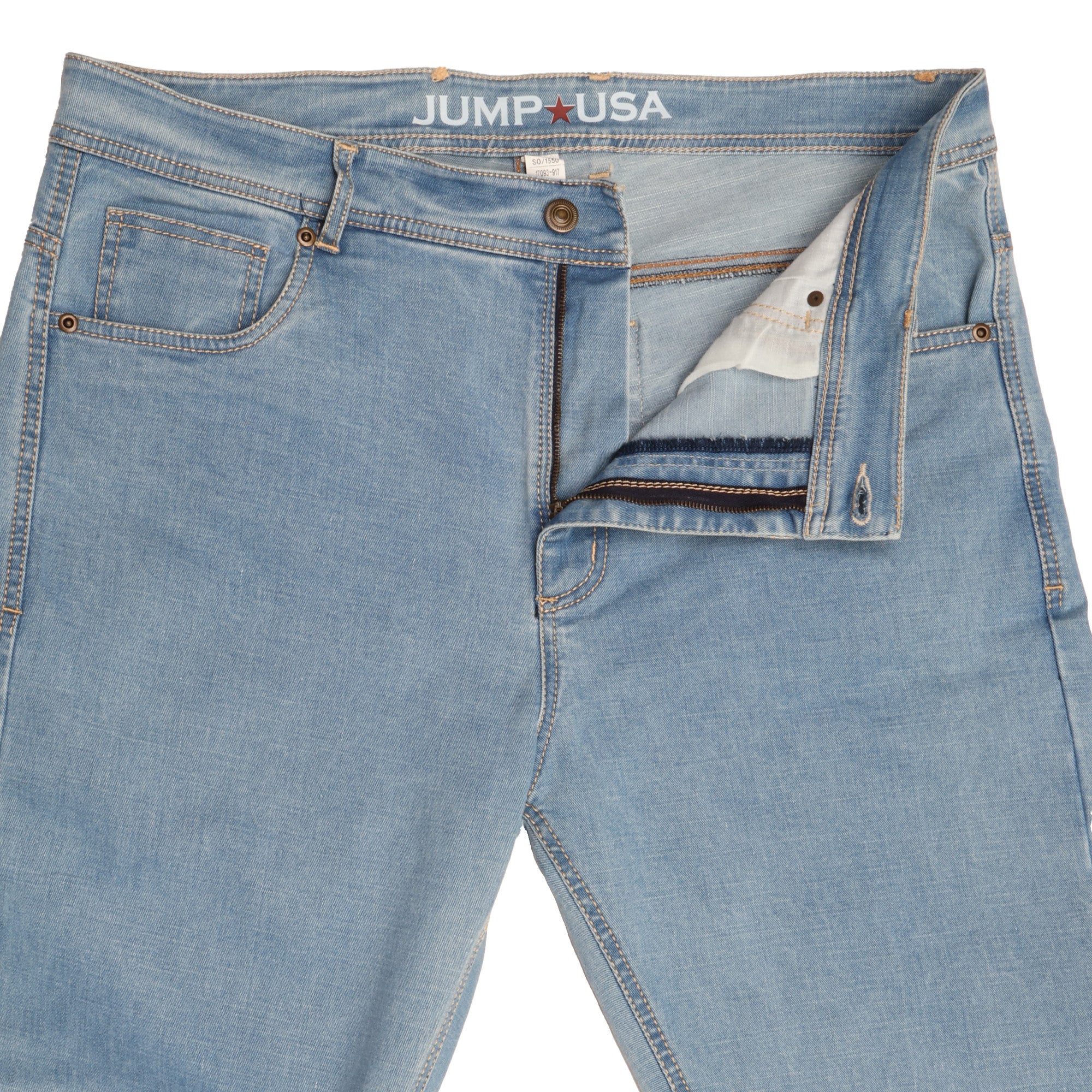 JUMP USA Men Blue Relax Fit Mid-Rise Clean Look Stretchable Jeans