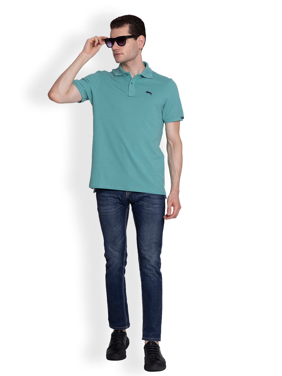 JUMP USA Men's Solid Polo Collar Pure T-shirt