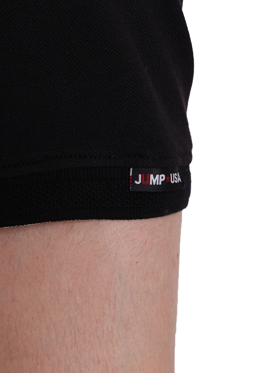 JUMP USA Men Solid  Black Polo Collar Cotton T-shirt