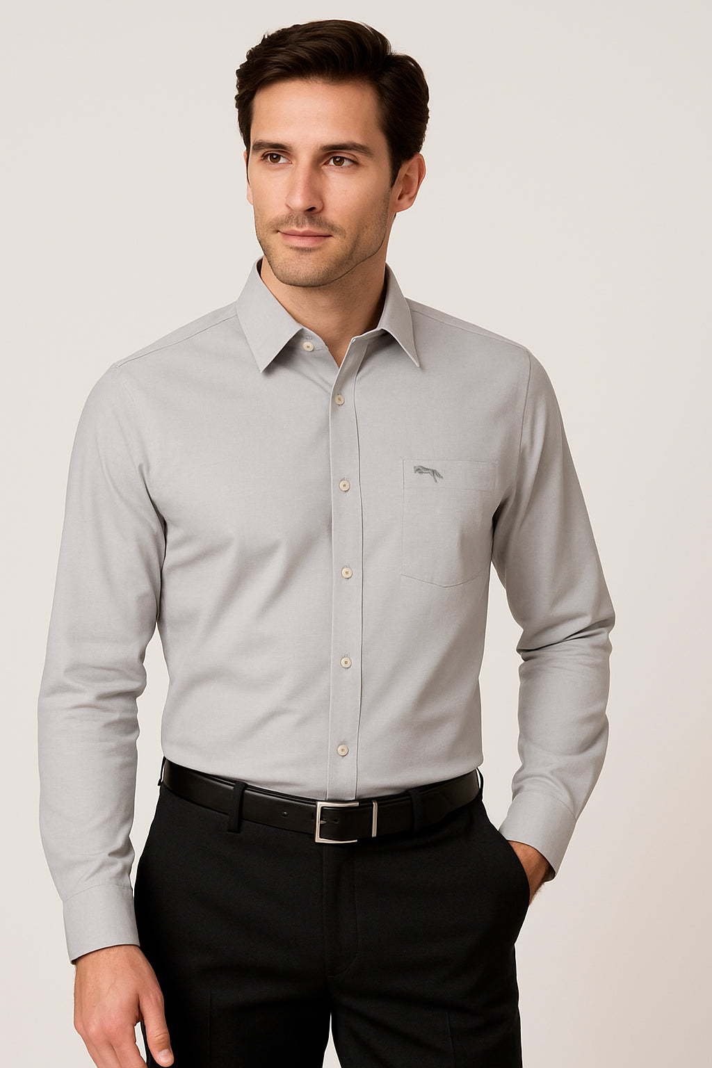 JUMP USA Mena,s Pastel Grey Regular Fit Shirt
