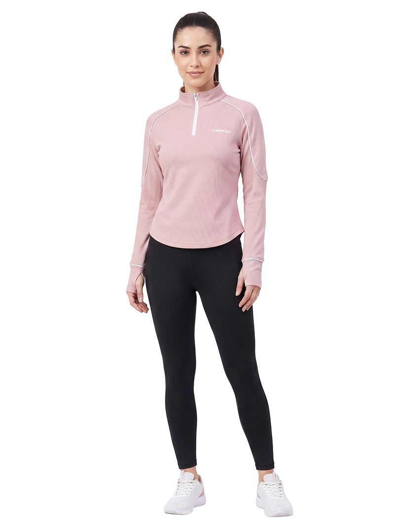 JUMP USA Ladies ActiveLine Zip T-Shirt