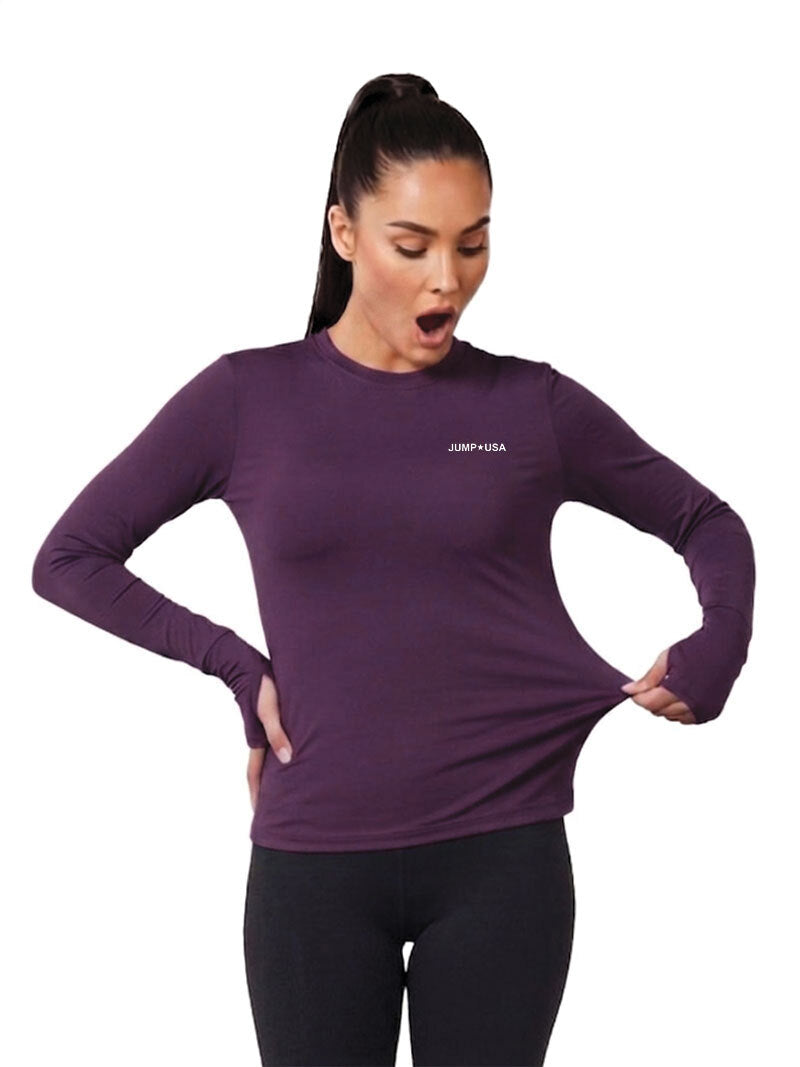 Jump USA Ladies Icefil Round Neck Full Sleeves Compression Fit Thumbhole T-Shirt