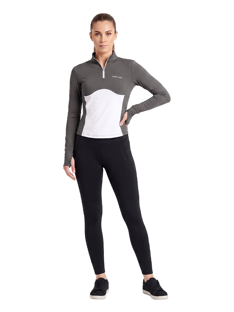 JUMP USA Ladies SculptFit Zip T-Shirt
