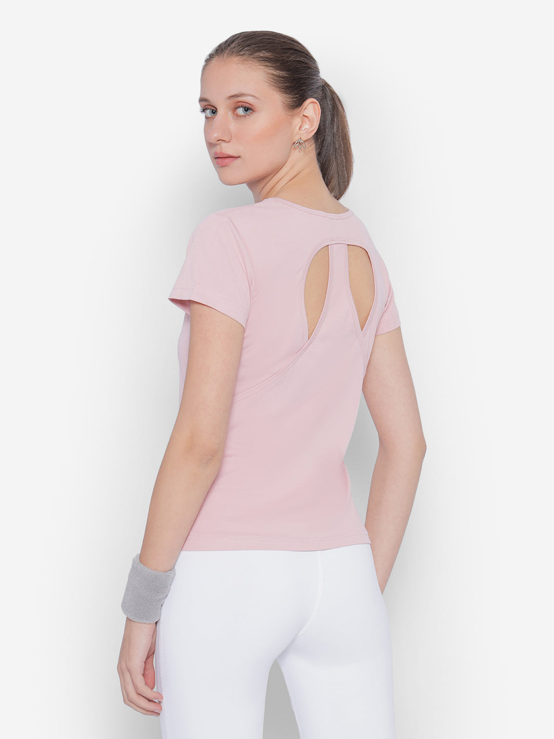 JUMP USA Yoga Women Solid Rapid Dry Cut Out Sustainable T-shirt